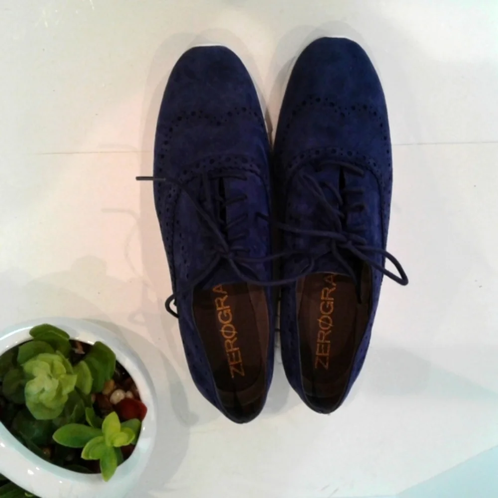 New! Cole Haan grand os blue leather Oxford sneakers shoes